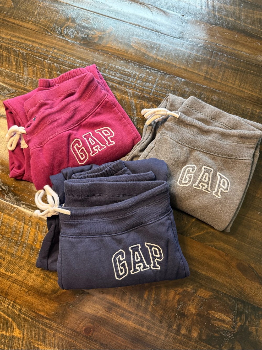 GAP Fleece Drawstring Joggers in Maroon, Gray,  and Navy